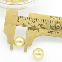 Vintage Faux Pearls, Yellow Plastic Lustre Beads, 10mm 14mm Rounds