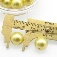 Vintage Faux Pearls, Yellow Plastic Lustre Beads, 10mm 14mm Rounds