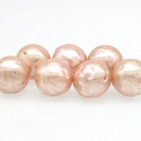 Vintage 19mm Round Peachy Pink Plastic Pearl Beads (7)