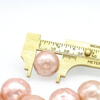 Vintage 19mm Round Peachy Pink Plastic Pearl Beads (7)