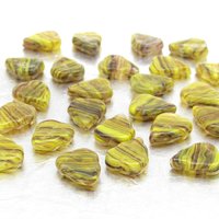 Flat Leaf Beads, 12x10mm Two-Tone Czech Pressed Glass for Charms and Pendants