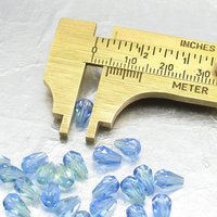 7x5mm Faceted Teardrop Beads, 2-Tone Blue and Green Czech Fire Polished Pears