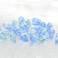 7x5mm Faceted Teardrop Beads, 2-Tone Blue and Green Czech Fire Polished Pears