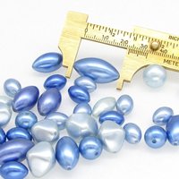 Vintage Bead Mix, 8-23mm Blue Faux Pearls