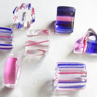 Jumbo Furnace Cane Beads, Mixed Lot Extra Large Chubs