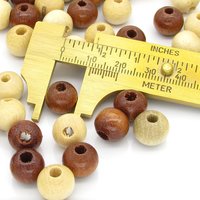 10mm Round Wood Beads, Natural Brown Polished Rondelles (100)