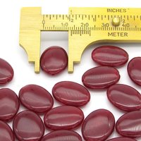 18x13mm Flat Oval Gemstone Beads, Dark Red Dyed Chalcedony
