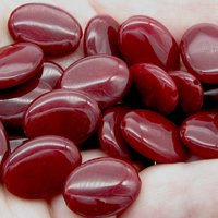 18x13mm Flat Oval Gemstone Beads, Dark Red Dyed Chalcedony