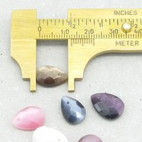 Faceted Flat Briolette Mix, Fiber Optic Glass Cat's Eye Teardrop Beads