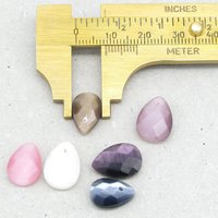 Faceted Flat Briolette Mix, Fiber Optic Glass Cat's Eye Teardrop Beads