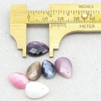 Faceted Flat Briolette Mix, Fiber Optic Glass Cat's Eye Teardrop Beads