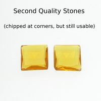 14.5mm Square Rhinestones, Unfoiled Topaz Glass Gems (2)