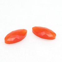 20x10mm Faceted Marquise, Orange Fiber Optic Cat's Eye Glass 1-Hole Pendant Beads