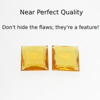 14.5mm Square Rhinestones, Unfoiled Topaz Glass Gems (2)