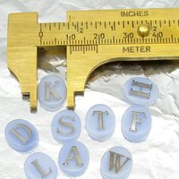 Vintage Initial Cabochon, Pale Blue with Silver Letter, 12mm Oval