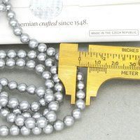 Preciosa Crystal Nacre Pearls, 6mm 8mm Round Light Gray Ball Beads (25)