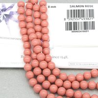 Preciosa Crystal Salmon Rose Nacre Pearls, 6mm 8mm Round Maxima (25)