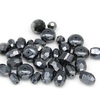 Black Bead Mixes, 4-16mm Faceted Czech Fire Polished Glass