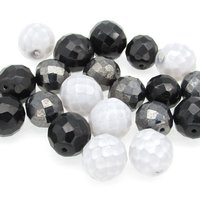 Black Bead Mixes, 4-16mm Faceted Czech Fire Polished Glass