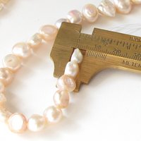 Irregular Nugget Freshwater Pearls, Pale Peach 8-10mm Baroque Round Beads
