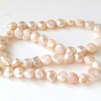 Irregular Nugget Freshwater Pearls, Pale Peach 8-10mm Baroque Round Beads