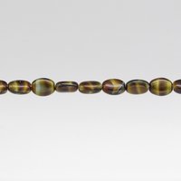 8x6.5mm Oval Brown Striped Opaque Czech Glass Beads