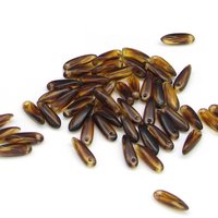 3x10mm Dagger Beads, Tiny Translucent Brown Czech Glass