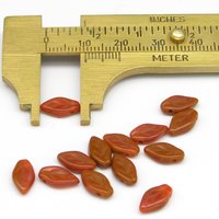 Tiny Leaf Beads, 10.5x6mm Czech Pressed Glass