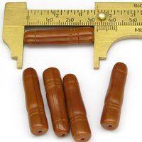 Long Art Deco-Style Tubes, Vintage Czech Pressed Glass Beads (6)