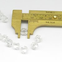 7mm Clear Faceted Hexagon Rondelle, Vtg Czech Pressed Glass (24)