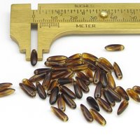 3x10mm Dagger Beads, Tiny Translucent Brown Czech Glass