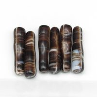 Long Art Deco-Style Tubes, Vintage Czech Pressed Glass Beads (6)