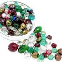 Faceted Christmas Bead Mix, 92pc Assorted Shapes