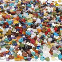 Stone Chip Bead Mix, Vintage 90's Small Semiprecious Gemstone and Shell Nuggets for Rustic DIY Crafts