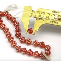 Vintage 8mm Saturn Beads, Orange with Silver Wash, Czech Pressed Glass