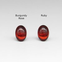 14x10mm Oval Glass Cabochons, Vintage Ruby Red Flat Backs