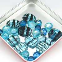Czech Glass Bead Mix, 4-20mm Pressed Shapes, Color Coordinated Lots (1 oz)