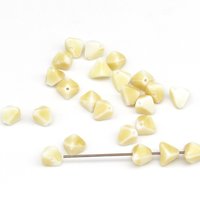 7x6mm Triangular Shield Beads, 2-Tone Vintage German Pressed Glass Spacers (24)