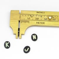 Vintage Initial Cabochon, Black Glass with Rhinestone Letter, 9x7mm Flat Oval