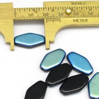 20x12mm Long Flat Hexagon Jet AB Czech Glass Beads