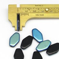 20x12mm Long Flat Hexagon Jet AB Czech Glass Beads