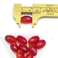 Two-Tone Red and Orange 15x10mm Faceted Oval Glass Beads