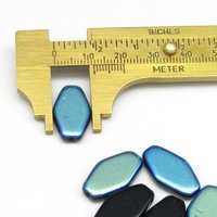 20x12mm Long Flat Hexagon Jet AB Czech Glass Beads