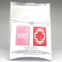 A6 Embossing Folder Set of 2 Sizzix Textured Impressions Frame and Love Set, New in Package