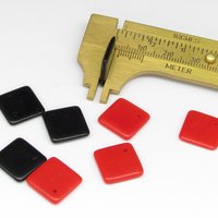 Vintage Glass Pendant Beads, Opaque Jet 14mm Square with Offset Hole