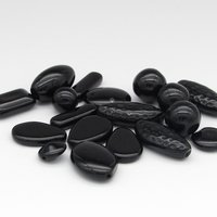 Black Bead Mix, Vintage Czech Pressed Glass