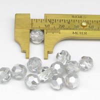 10mm Faceted Round Vintage Machine Cut Beads, Crystal Labrador