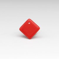 Vintage Glass Pendant Beads, Opaque Red 14mm Square with Offset Hole