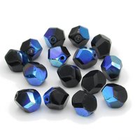 10x9mm Faceted Polycut Beads, Jet AB Czech Fire Polished Glass (15)