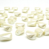Cream Lustre 17.5x13mm Twist Beads, Vintage Plastic Pearls